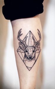 Black and Gray Deer Tattoo