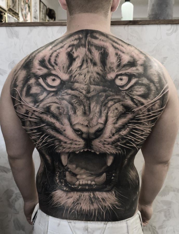 Full Back Lion Tattoo