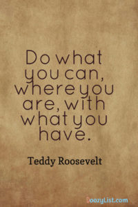 Do what you can, where you are, with what you have. Teddy Roosevelt
