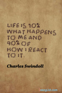 Life is 10% what happens to me and 90% of how I react to it. Charles Swindoll