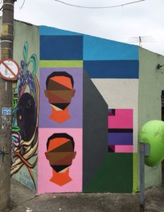 Dope geometric faces painted around São Paulo in Brazil by @guigalle