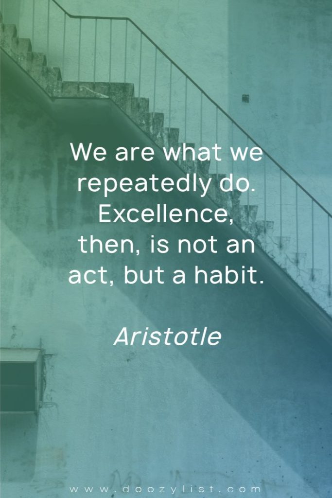 We are what we repeatedly do. Excellence, then, is not an act, but a habit. Aristotle